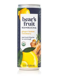 Bear's Fruit Ginger Lemon Rosemary Kombucha 12oz can