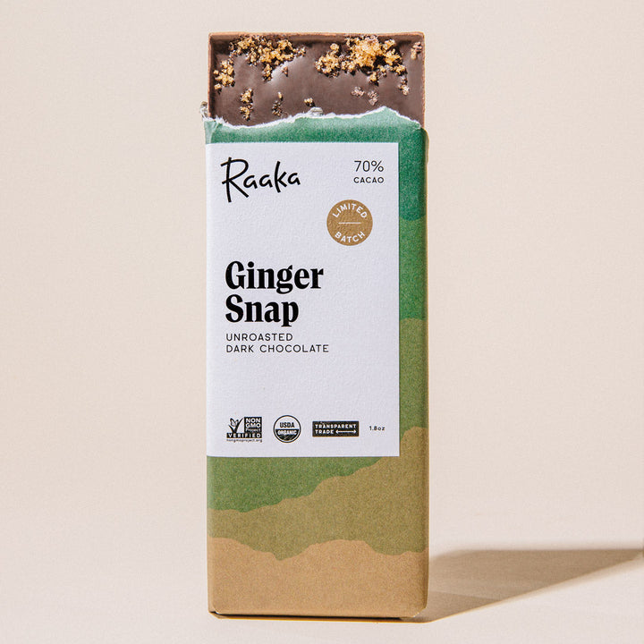 70% Ginger Snap Chocolate Bar - Raaka