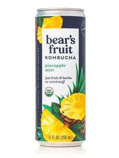 Bear's Fruit Pineapple mint Kombucha 12oz can